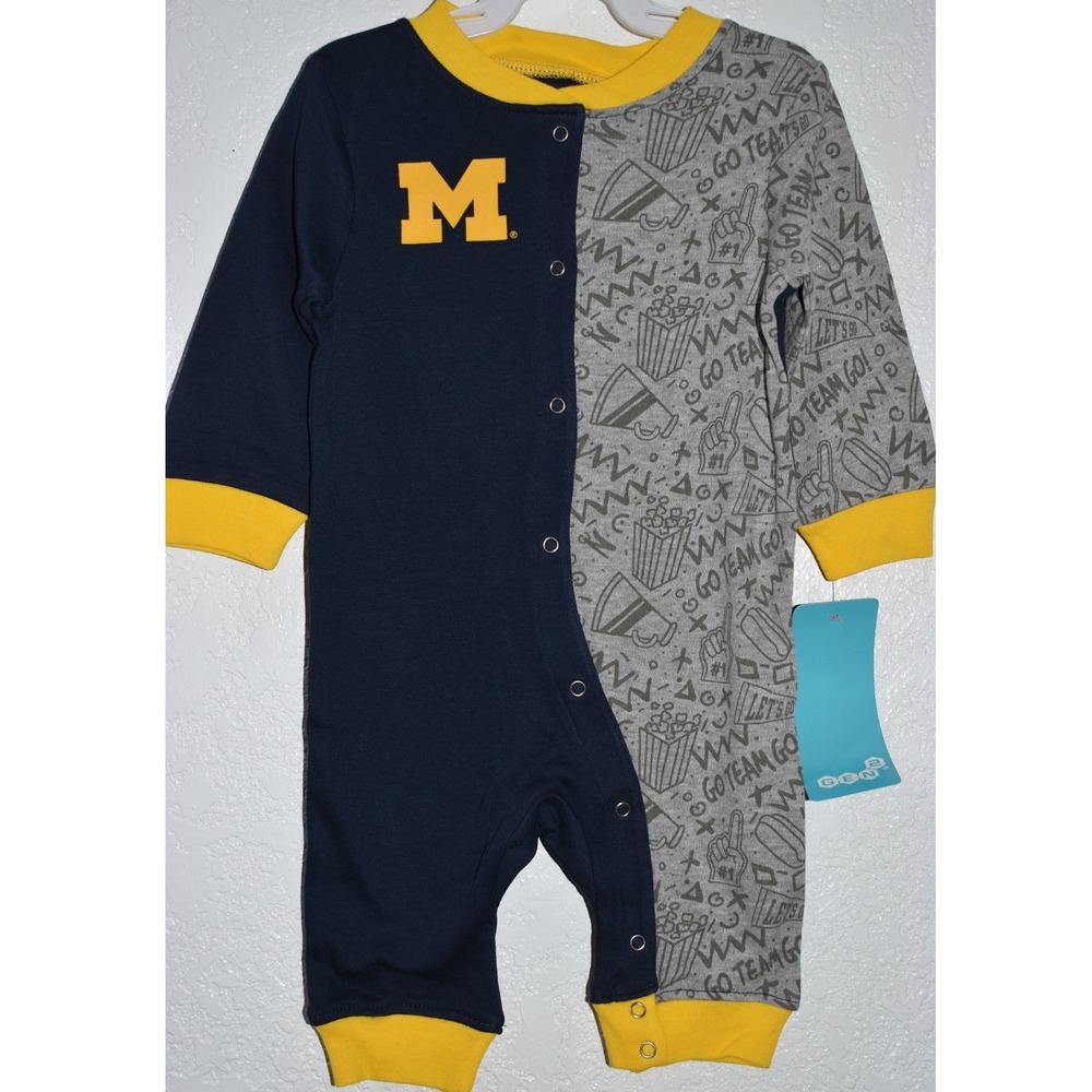 Michigan Wolverines Infant Romper Navy Gray 3/6 Months New w/tags Gen2 U of M
